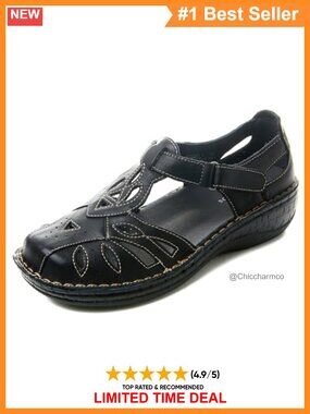Women's Closed Toe Sandals Comfortable Leather Mary Jane Flat Casual Walking